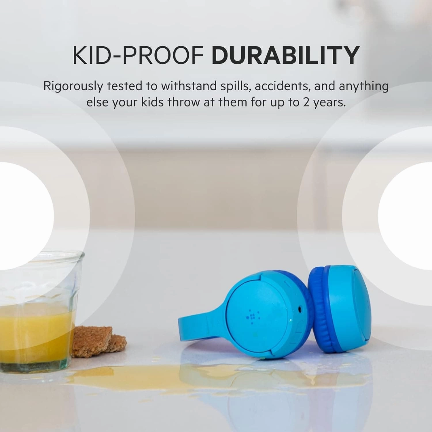 Belkin SoundForm Mini Kids Wireless Headphones with Built in Microphone, On Ear Headsets Girls and Boys For Online Learning, School, Travel Compatible with iPhones, iPads, Galaxy and more - Blue