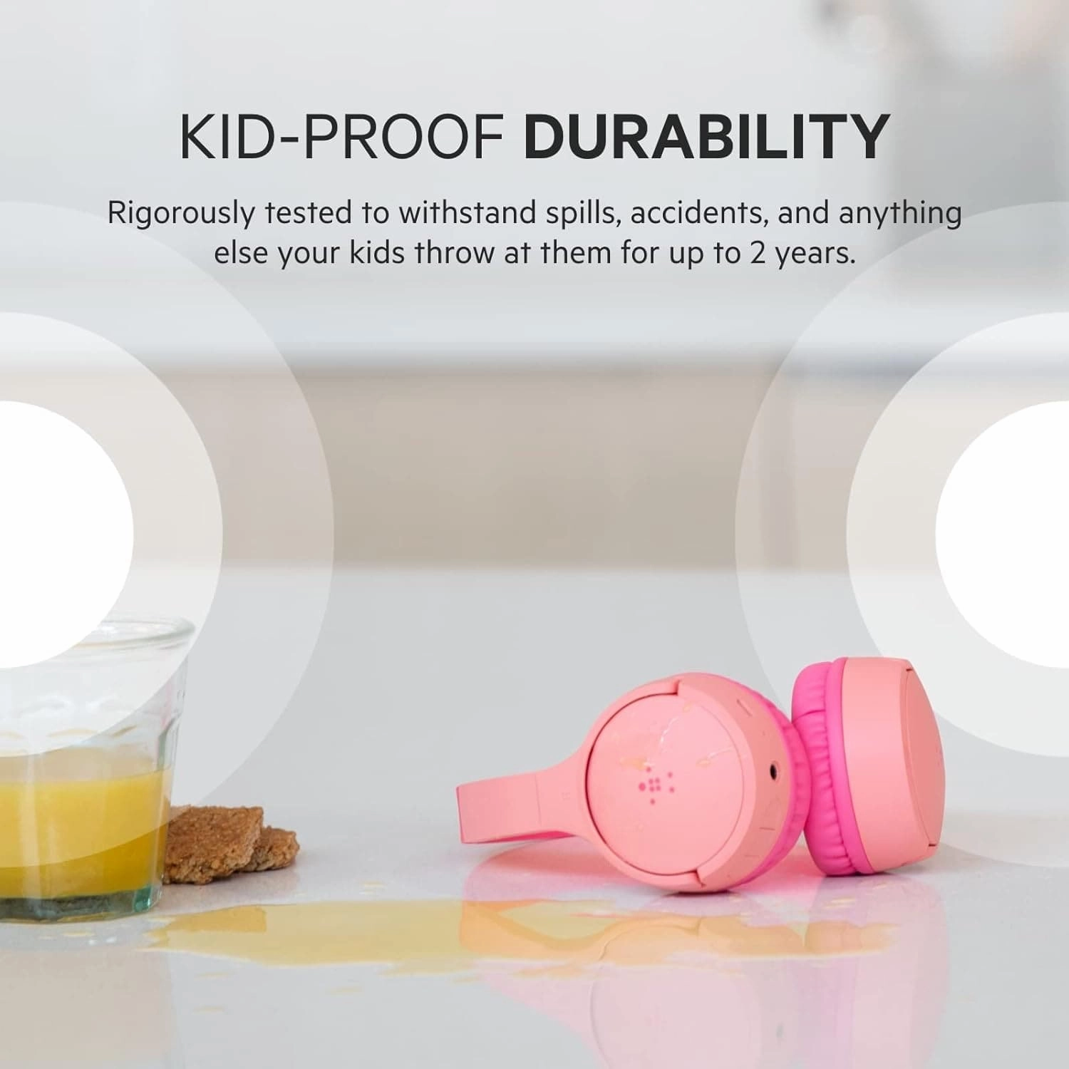 Belkin SoundForm Mini Kids Wireless Headphones with Built in Microphone, On Ear Headsets Girls and Boys For Online Learning, School, Travel Compatible with iPhones, iPads, Galaxy and more - Pink