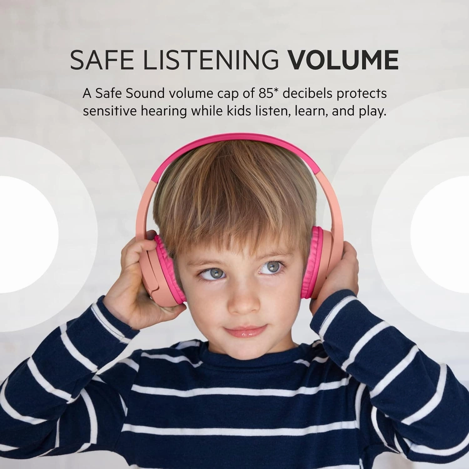 Belkin SoundForm Mini Kids Wireless Headphones with Built in Microphone, On Ear Headsets Girls and Boys For Online Learning, School, Travel Compatible with iPhones, iPads, Galaxy and more - Pink