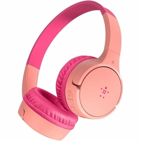 Belkin SoundForm Mini Kids Wireless Headphones with Built in Microphone, On Ear Headsets Girls and Boys For Online Learning, School, Travel Compatible with iPhones, iPads, Galaxy and more - Pink earbuds and headphones, true wireless earbuds, noise cancelli
