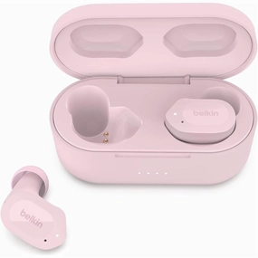 Belkin SOUNDFORM Play True Wireless Earbuds  38H Playtime, IPX5 Water Resistant, 3 EQ Presets - Pink bluetooth headphones, cheap wireless headphones, headphones with mic
