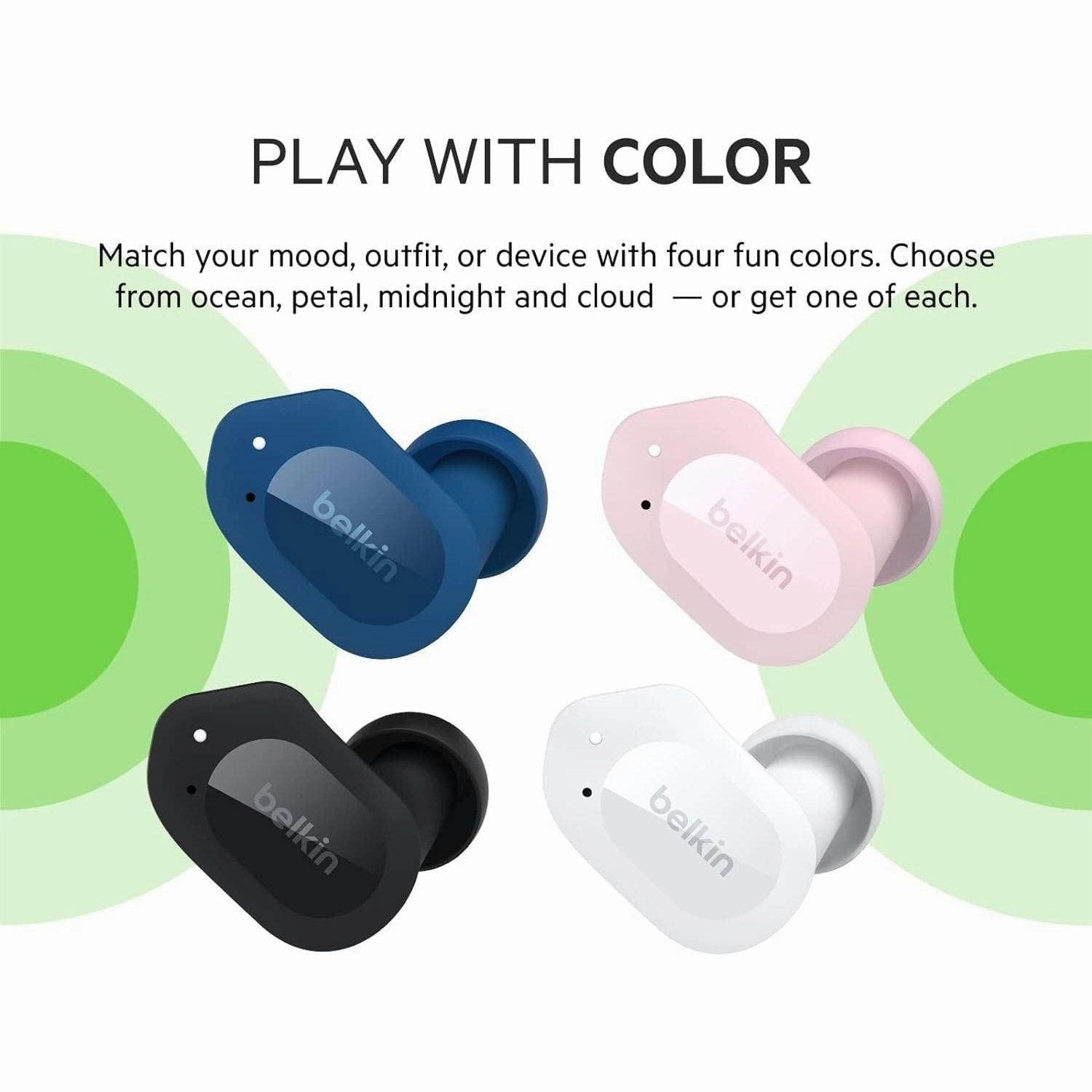 Belkin SOUNDFORM Play True Wireless Earbuds  38H Playtime, IPX5 Water Resistant, 3 EQ Presets - Pink