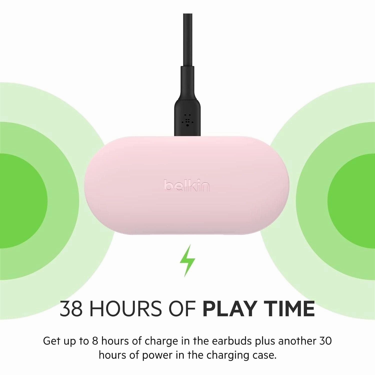 Belkin SOUNDFORM Play True Wireless Earbuds  38H Playtime, IPX5 Water Resistant, 3 EQ Presets - Pink