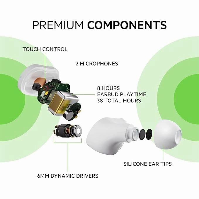 Belkin SOUNDFORM Play True Wireless Earbuds  38H Playtime, IPX5 Water Resistant, 3 EQ Presets - White