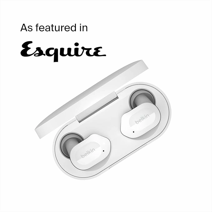 Belkin SOUNDFORM Play True Wireless Earbuds  38H Playtime, IPX5 Water Resistant, 3 EQ Presets - White