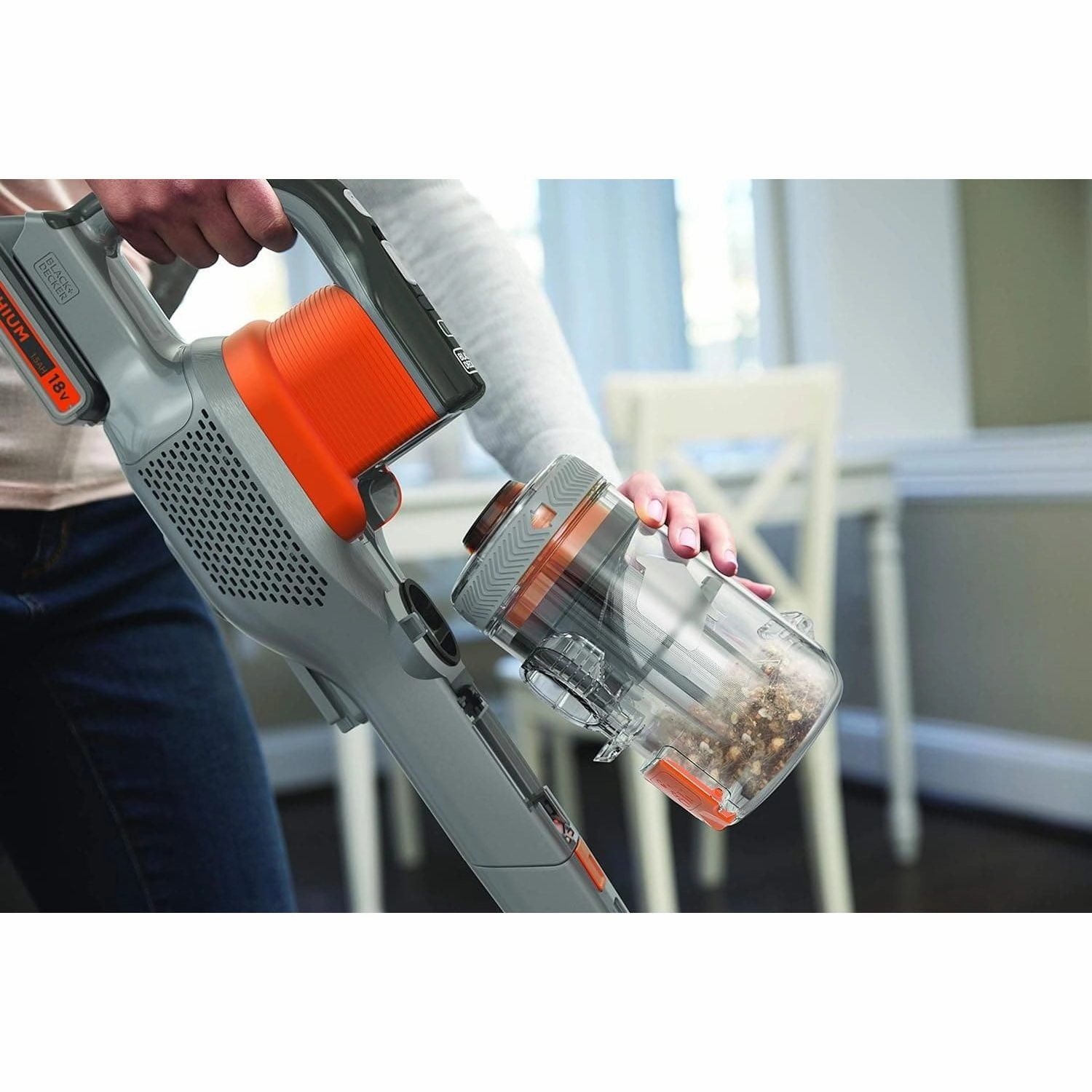 BLACK   DECKER BHFEV182C-GB, 18V 2.0Ah PowerSeries Floor Extension Stick Vac, Grey, 650 milliliters