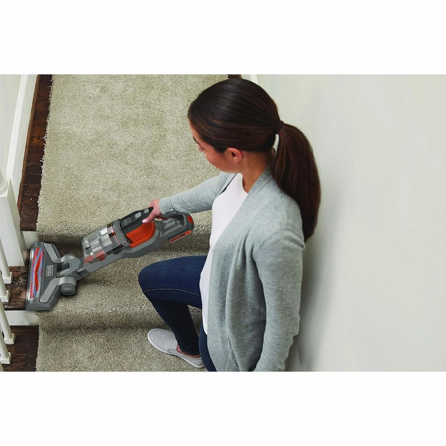 BLACK   DECKER BHFEV182C-GB, 18V 2.0Ah PowerSeries Floor Extension Stick Vac, Grey, 650 milliliters