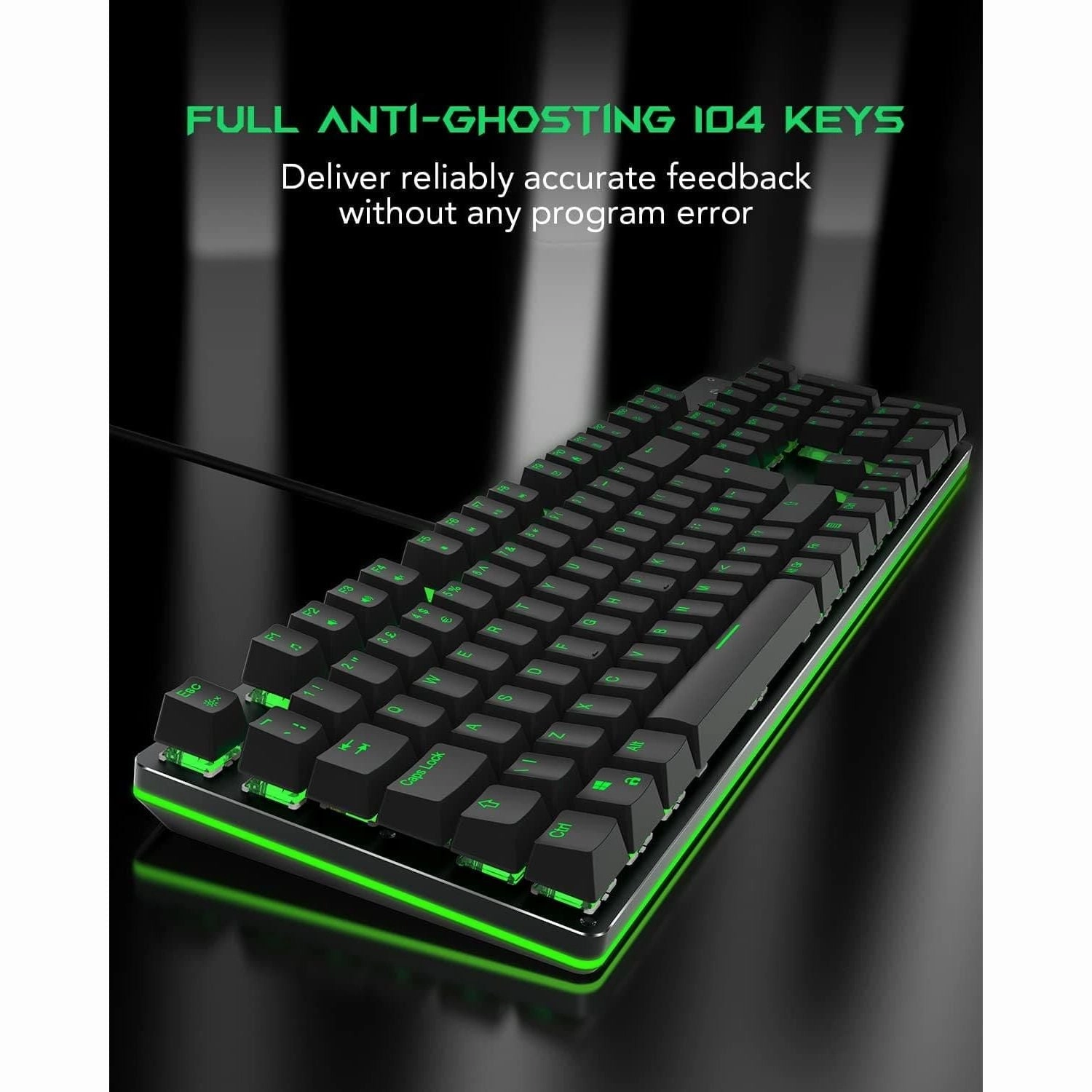 Black Shark Sixgill K2 RGB Mechanical Gaming Keyboard, 105 Keys UK Layout, Blue Switches, Full Anti-Ghosting, Aluminum Base, for PC Gamers