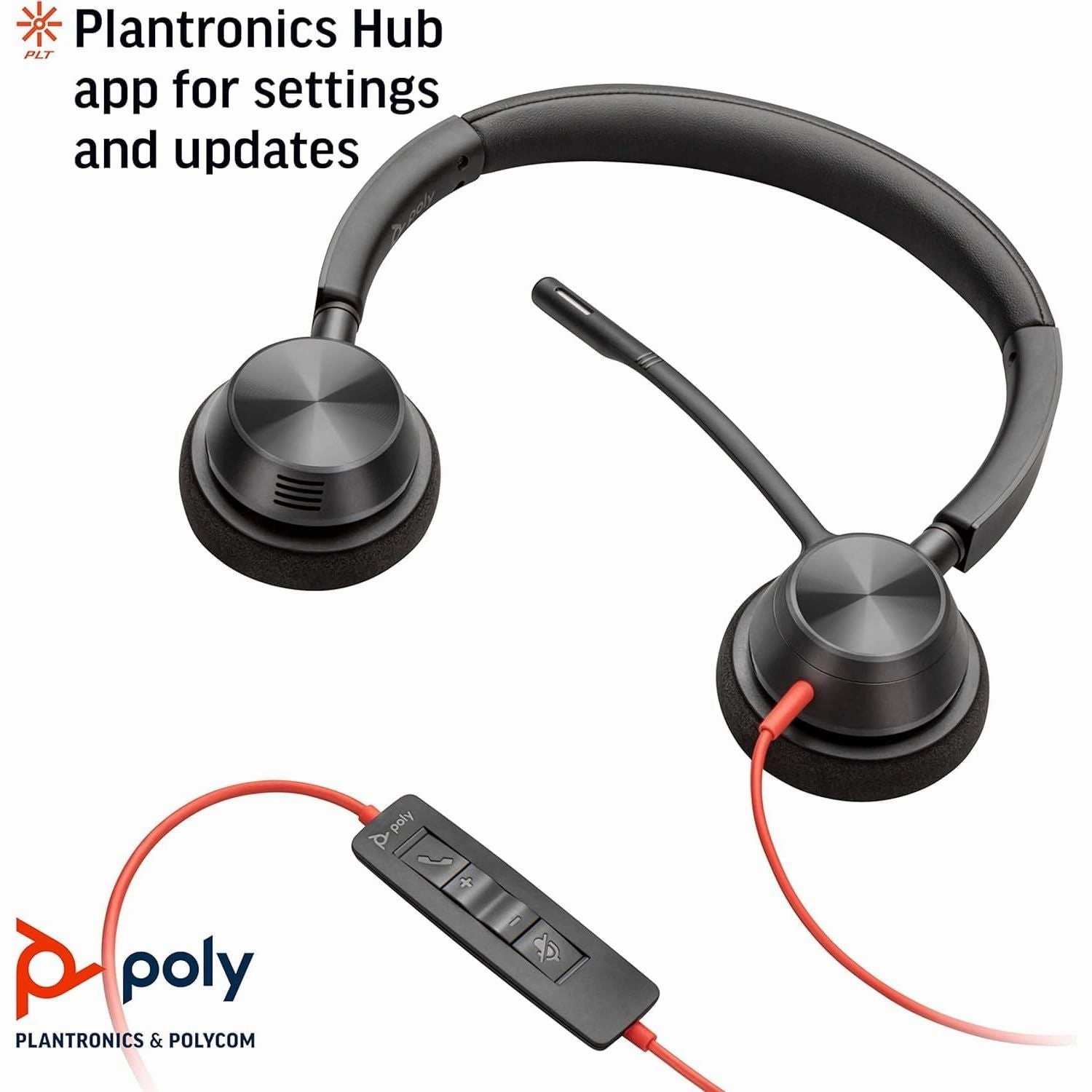 Blackwire 3320 USB-C (Poly)  Wired, Dual-Ear (Stereo) Headset with Boom Mic  USB-C to connect to your PC and/or Mac  Works with Teams, Zoom, & more