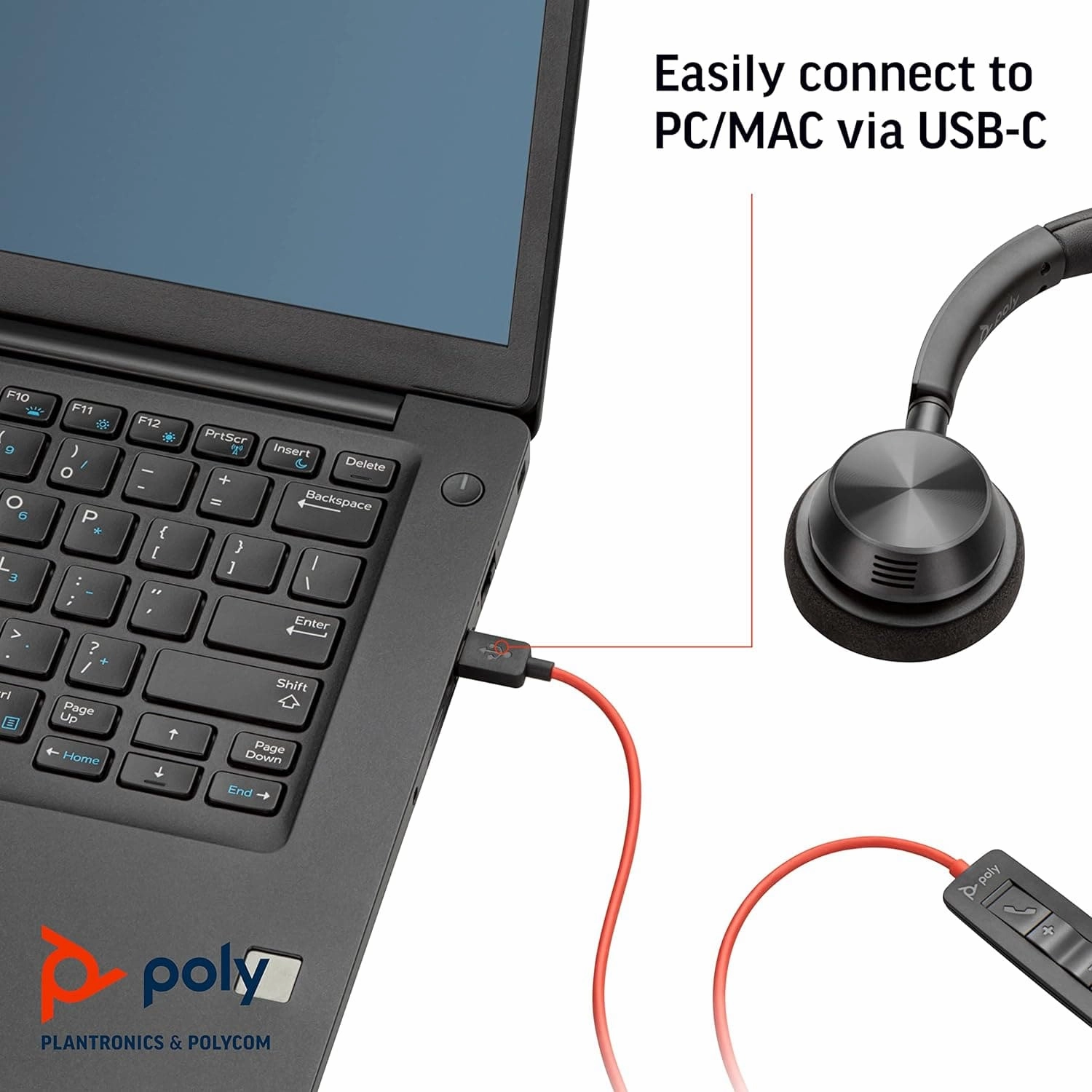 Blackwire 3320 USB-C (Poly)  Wired, Dual-Ear (Stereo) Headset with Boom Mic  USB-C to connect to your PC and/or Mac  Works with Teams, Zoom, & more