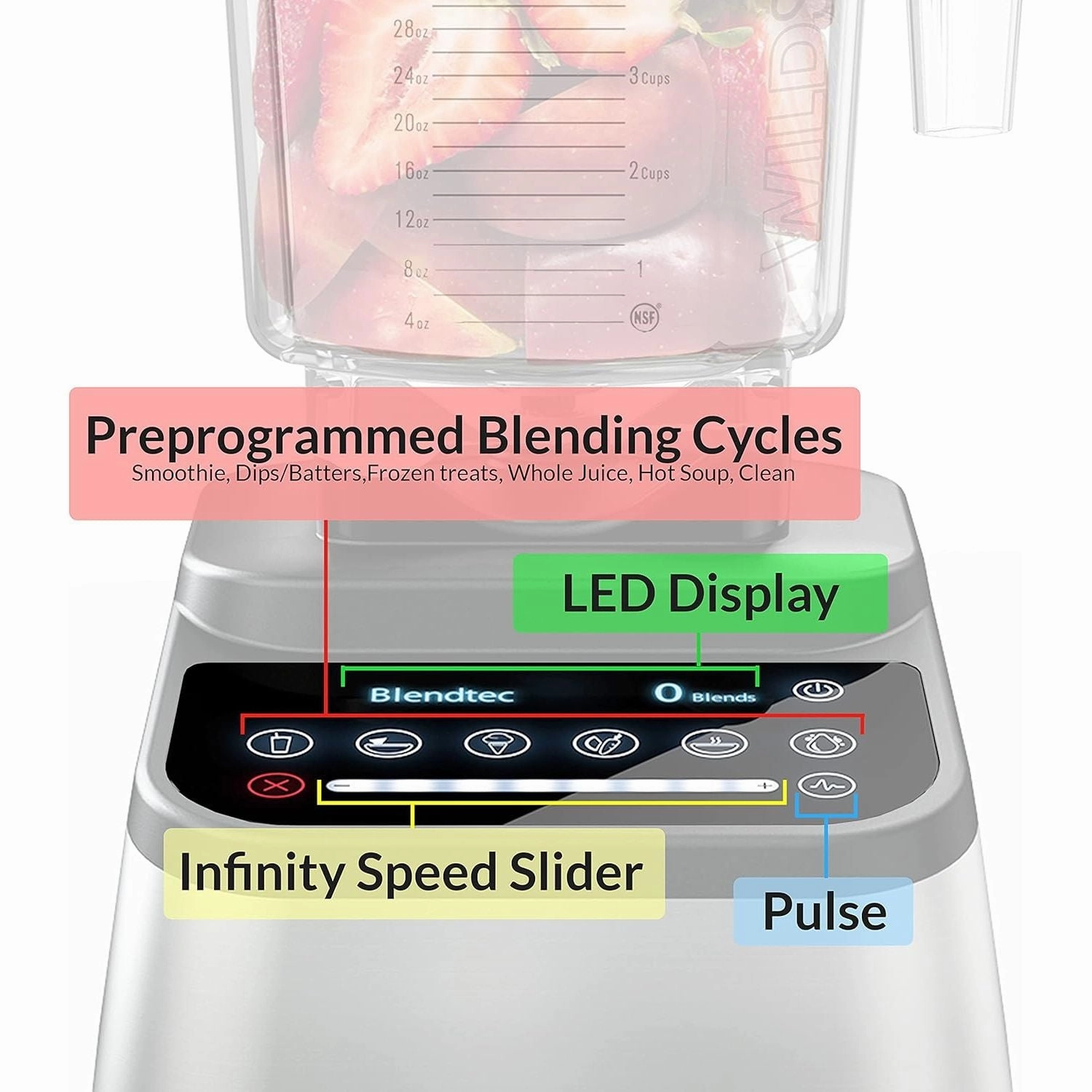 Blendtec Designer 725 Blender - Gunmetal, Stainless Steel Blade, Ice Crushing, Soup Blend, Strong Blender Jar, Smoothie Bottle (Made in USA)
