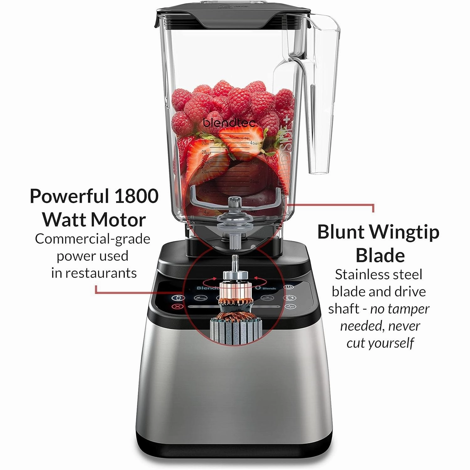 Blendtec Designer 725 Blender - Gunmetal, Stainless Steel Blade, Ice Crushing, Soup Blend, Strong Blender Jar, Smoothie Bottle (Made in USA)