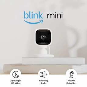Blink Mini Compact indoor plug-in smart security camera, 1080p HD day and night video, night vision, motion detection, two-way audio, easy setup, Works with Alexa  1 camera (White) camera and photography, photography gear, professional camera kits