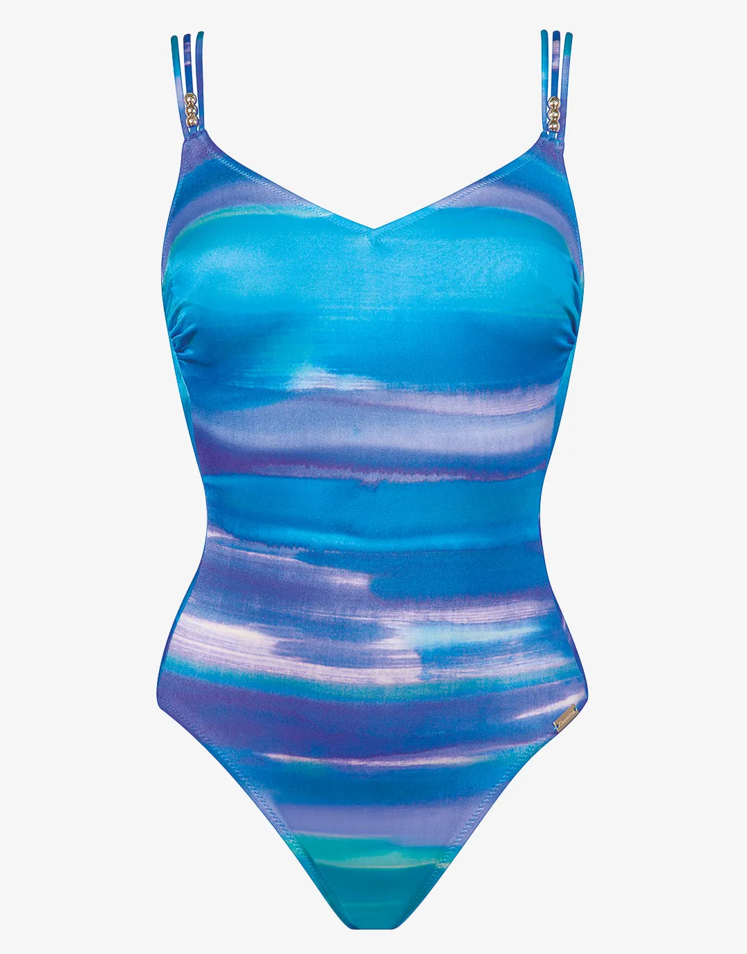 Blue Symphony Triple Strap Swimsuit - Aqua Flow