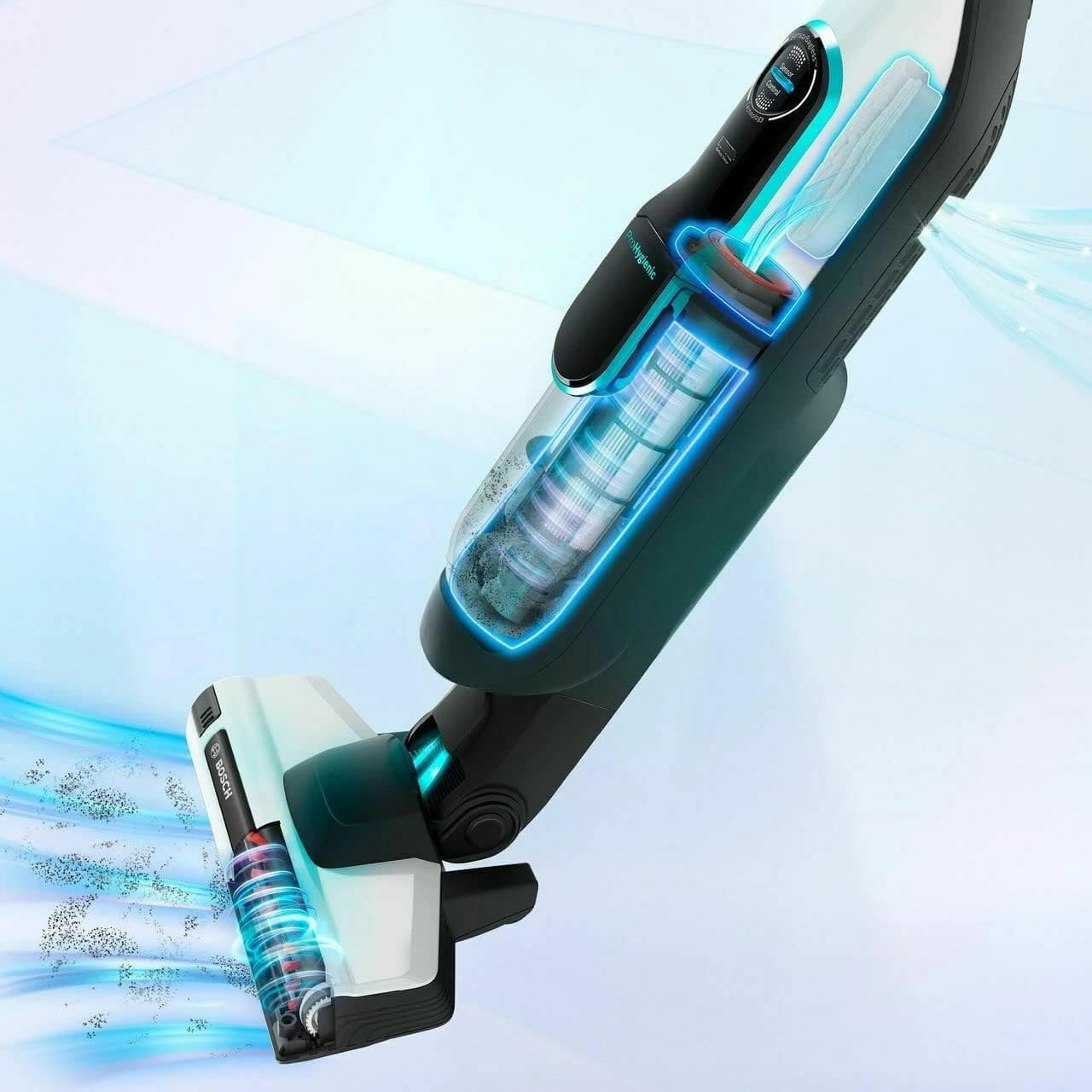 Bosch Athlet Serie 6 BCH86HYGGB ProHygienic 28V Cordless Vacuum Cleaner, 60 Minutes runtime-White, 0.9 liters, 81 Decibeles