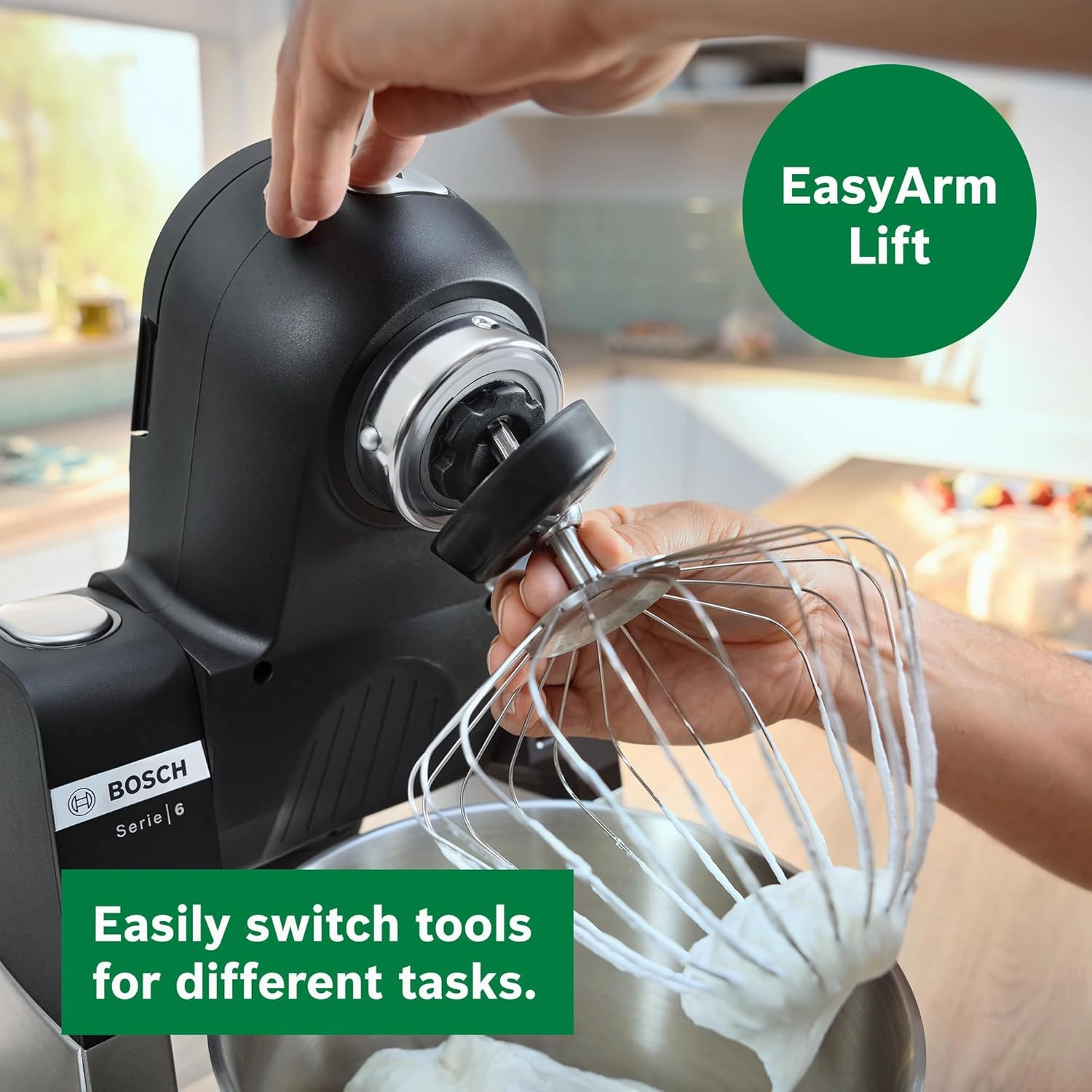 Bosch Series 6 MUMS6ZM00G Stand Mixer with Intelligent Sensing Technology and Integrated Scale  1600W, Black/Silver Stainless Steel