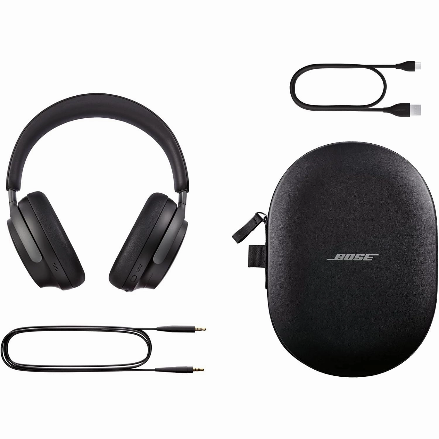 Bose QuietComfort Ultra Wireless Noise Cancelling Headphones with Spatial Audio, Over-the-Ear Headphones with Mic, Up to 24 Hours of Battery Life, Black