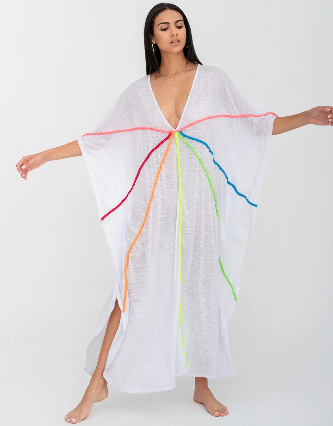 Braided Front Kaftan  - White