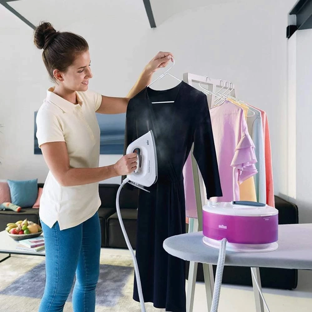 BRAUN CareStyle Compact IS 2044 Ironing Center - 2200 W - 1.3L Water Tank Capacity - Curved 3D Sole White & Violet