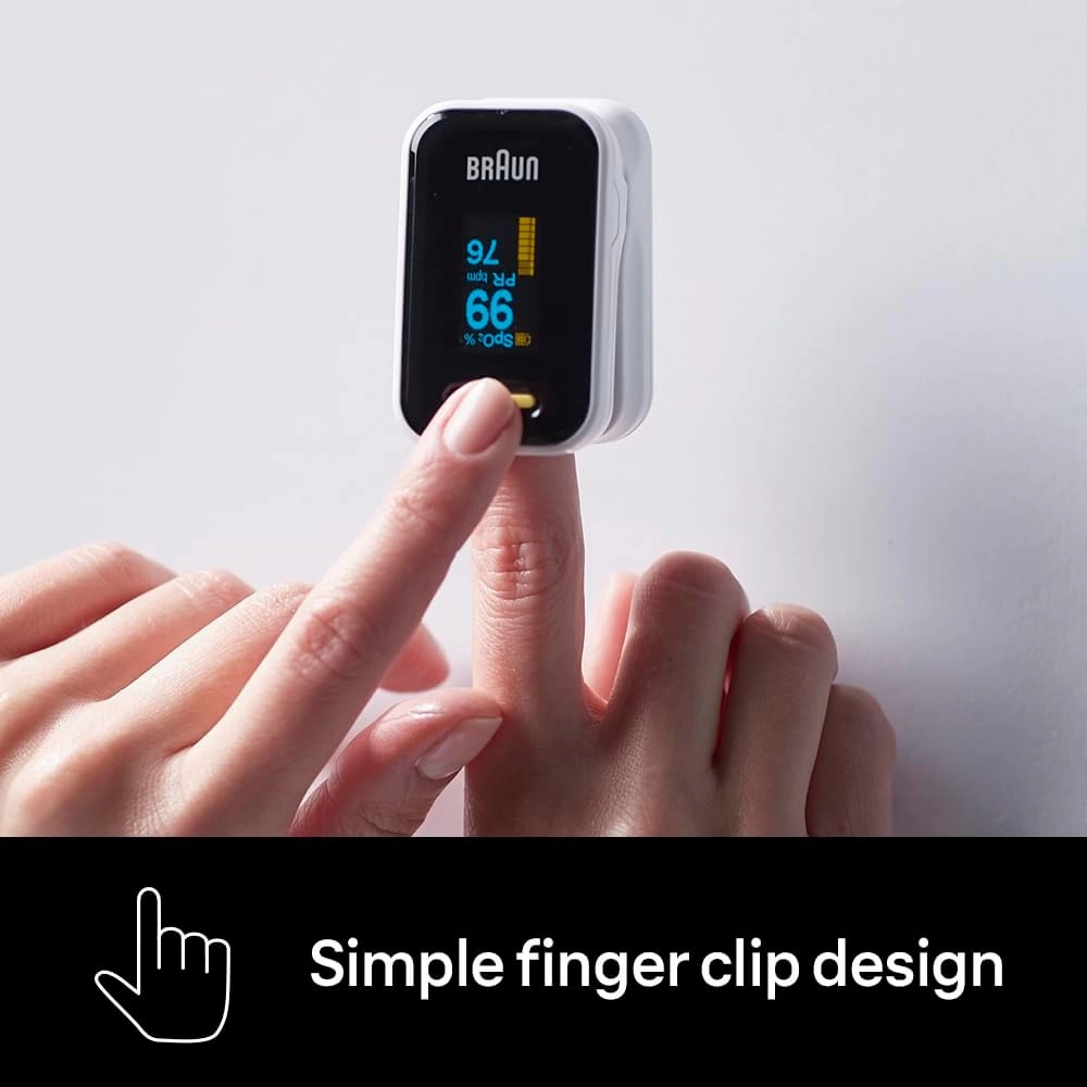 Braun Pulse Oximeter 1 C Accurate Blood Oxygen Finger Monitor, Clinically Validated, Easy-to-Use, Ideal for COPD, Pneumonia & Sleep Apnea C YK-81CEU
