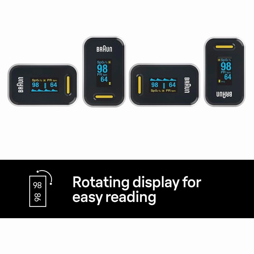 Braun Pulse Oximeter 1 C Accurate Blood Oxygen Finger Monitor, Clinically Validated, Easy-to-Use, Ideal for COPD, Pneumonia & Sleep Apnea C YK-81CEU
