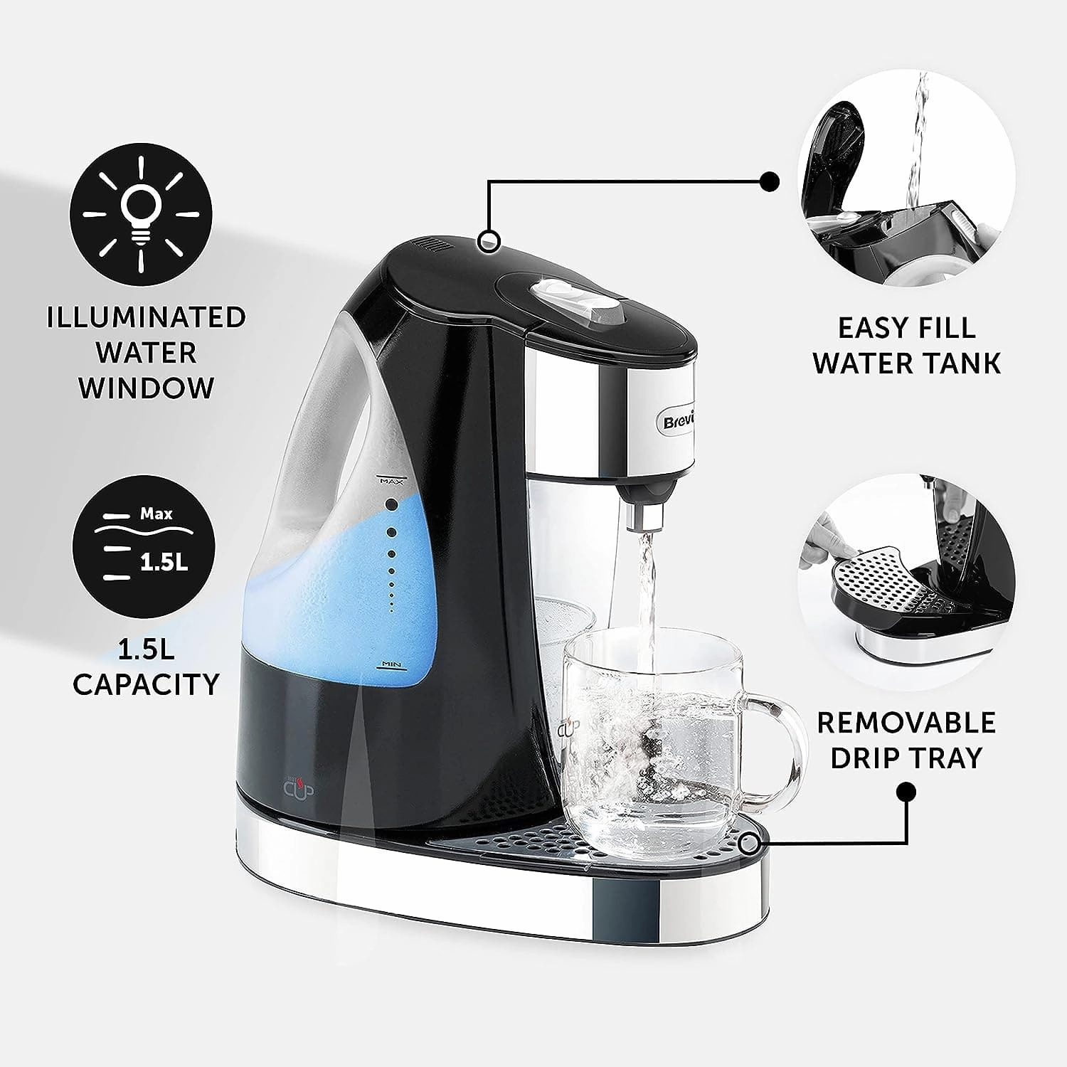 Breville - VKJ142 Hot Cup Water 1.5L Fast Boil- Dispenser - Black
