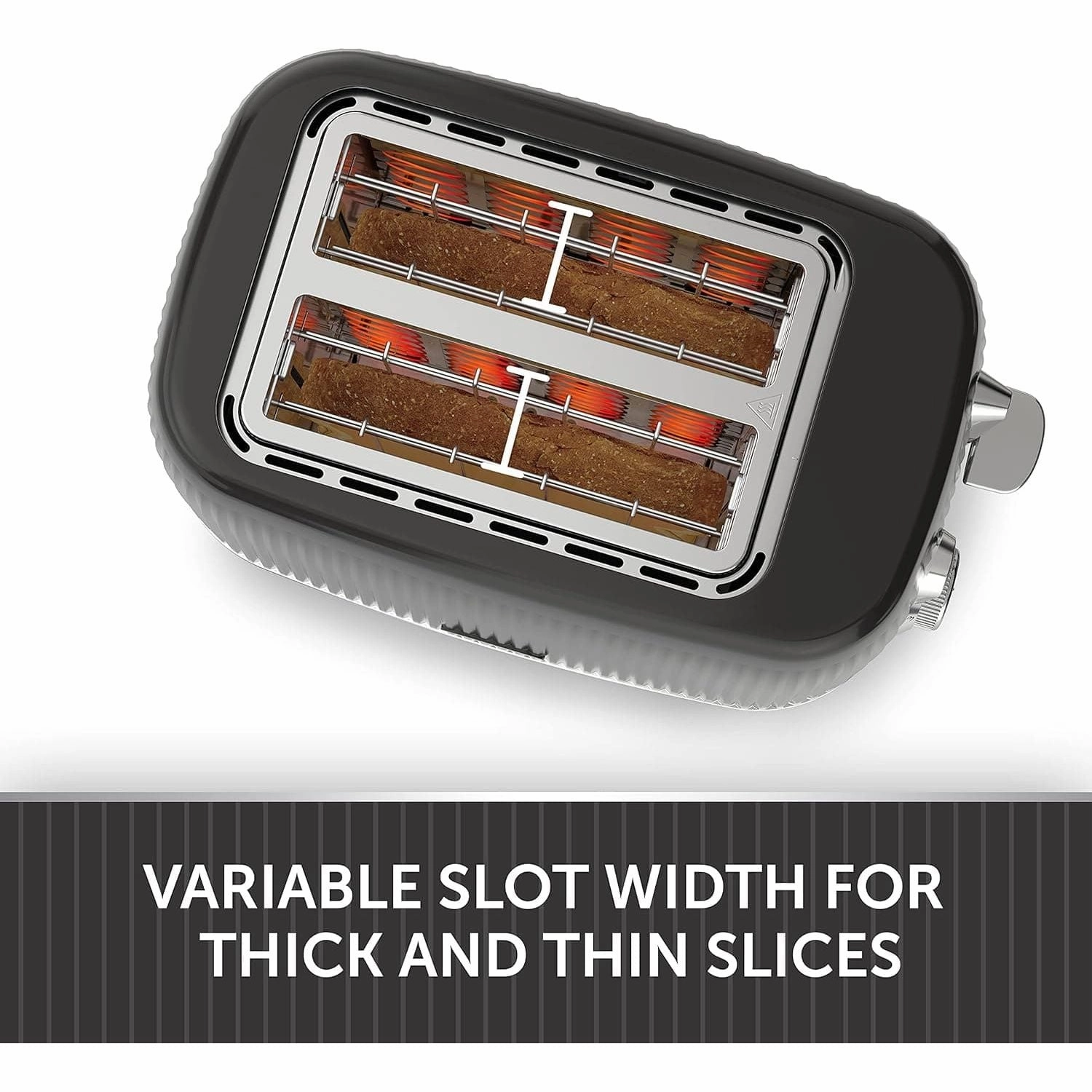 Breville Bold Black 2-Slice Toaster with High-Lift and Wide Slots | Black and Silver Chrome