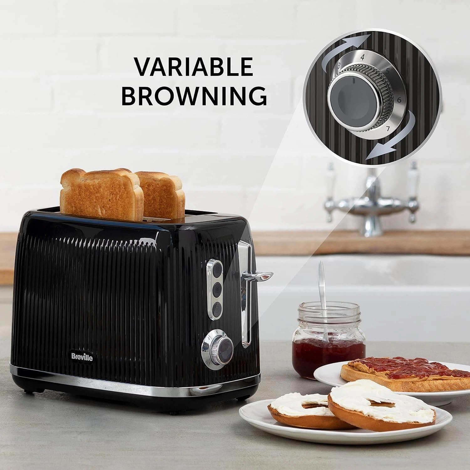Breville Bold Black 2-Slice Toaster with High-Lift and Wide Slots | Black and Silver Chrome