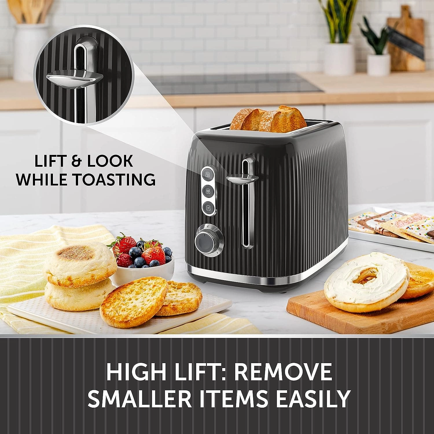 Breville Bold Black 2-Slice Toaster with High-Lift and Wide Slots | Black and Silver Chrome