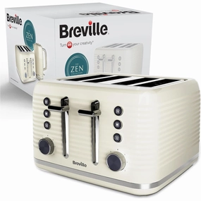 Breville Zen 4-Slice Cream Toaster with High Lift & Wide Slots | Cream & Silver Chrome phone accessories, mobile phone cases, best charging cable