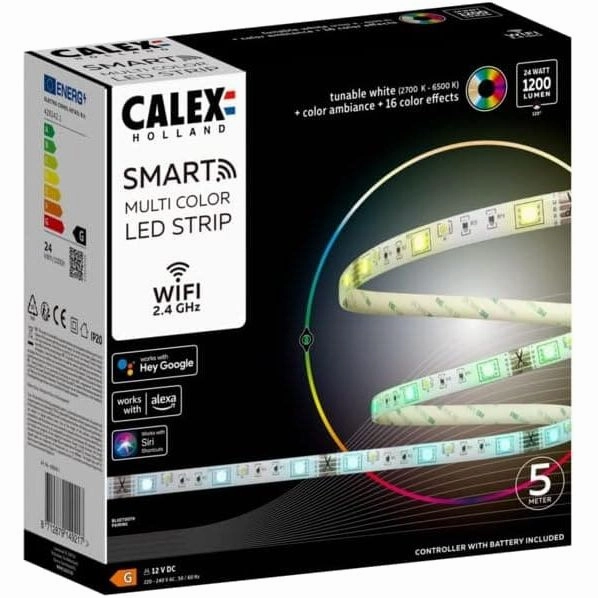 Calex Smart LED Strip 10M, 34W, 2400lm, Multi-Colour, Wi-Fi 2.4GHz