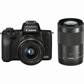 Canon EOS M50 Kit with EF-M 15-45mm & EF-M 55-200mm Lenses, Black digital cameras, buy mirrorless camera, compact cameras sale