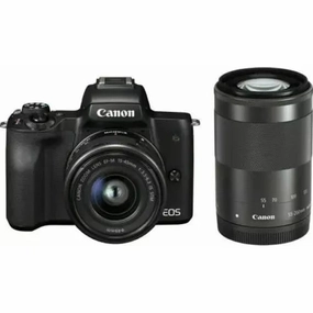 Canon EOS M50 Kit with EF-M 15-45mm & EF-M 55-200mm Lenses, Black camera and photography, photography gear, professional camera kits