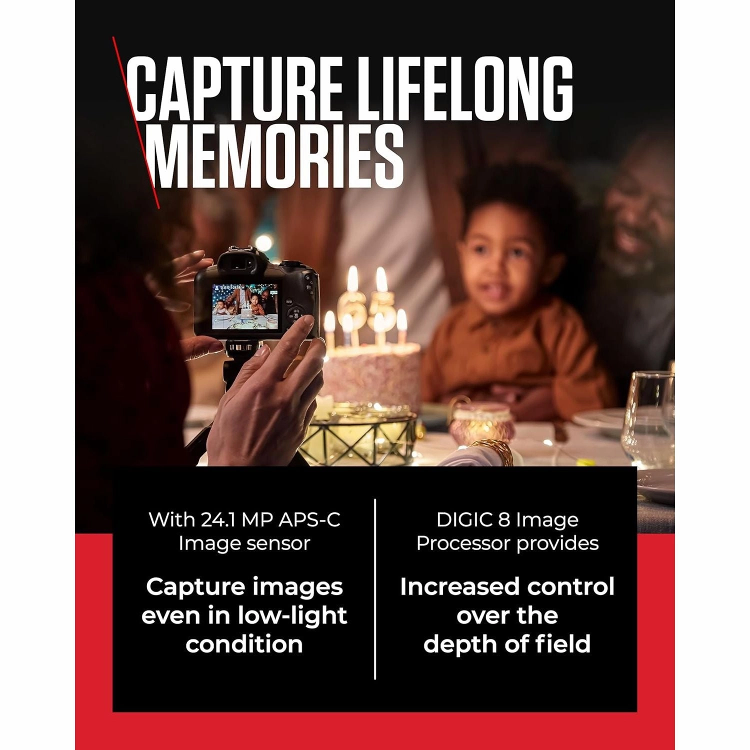 Canon EOS R100 Compact Mirrorless Camera - 24.1MP, 4K, Dual Pixel CMOS AF, DIGIC 8, 6.5 FPS, Face & Eye Detection, Bluetooth, Wi-Fi, GPS