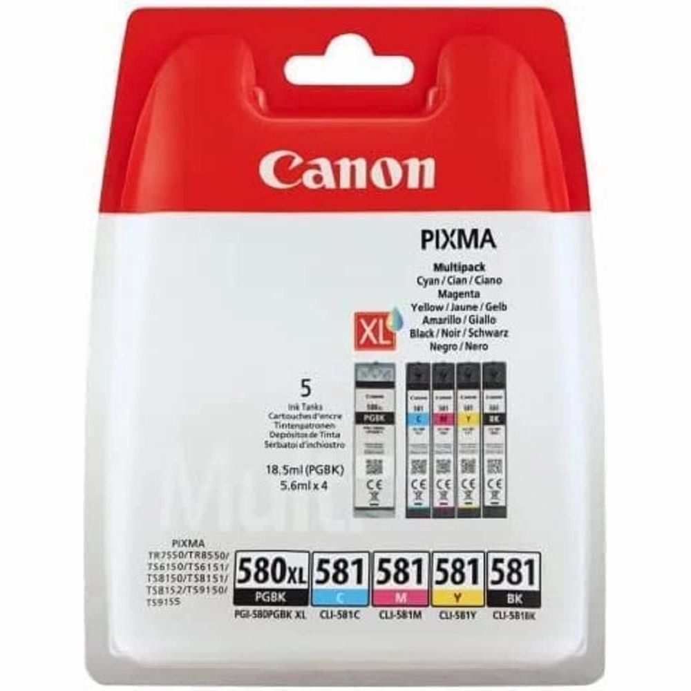 Canon Original PGI-580 PGBK, CLI-581 (C/M/Y/BK) Ink Cartridge - Black (Pack of 5), Packaging May Vary computing devices, pc accessories, cheap computer online