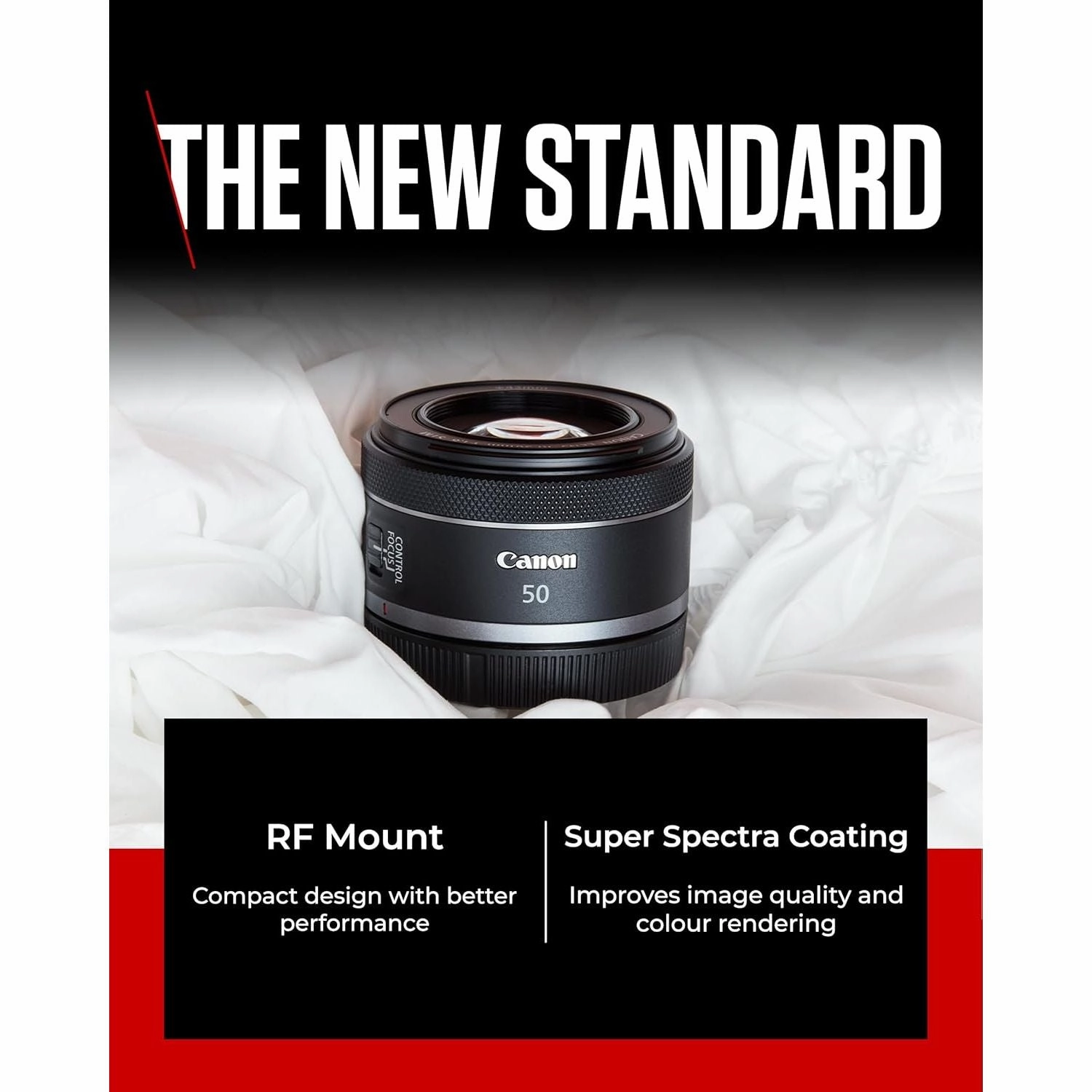 Canon RF 50mm F1.8 STM Lens - Compact, Lightweight, Fast Aperture - For EOS R Series Cameras, Black