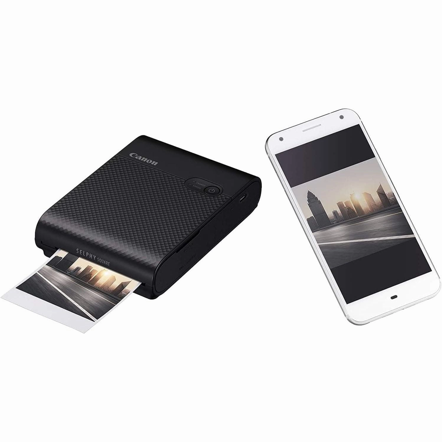 Canon SELPHY SQUARE QX10 Portable Colour Photo Wireless Printer (Black) - A compact WiFi printer that prints quality square photos and connects directly to your smartphone.