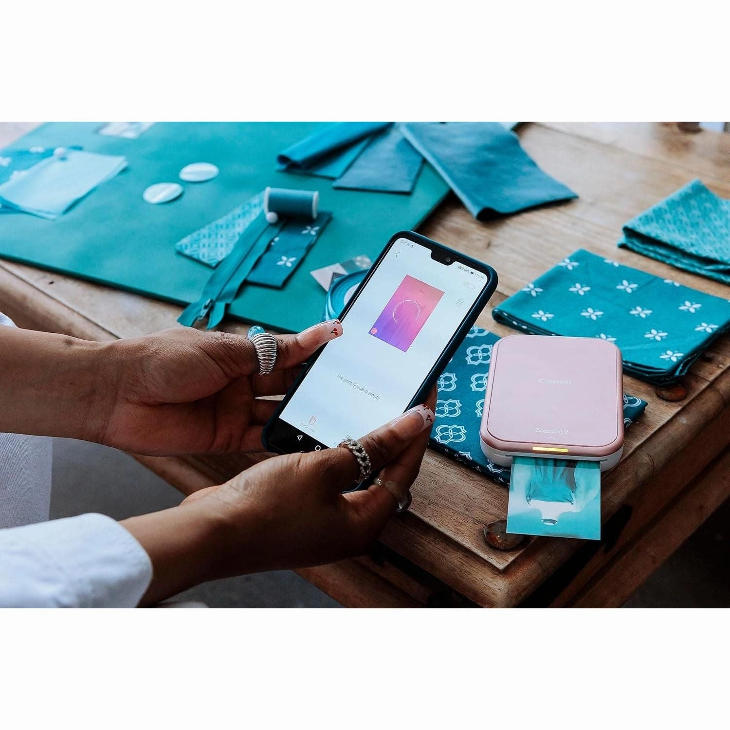 Canon Zoemini 2 Printing Kit Photo Printer   Zinc Photo 20-Piece   ZP-2030 (20 Sheets)   10 Circle Stickers (for Smartphone, USB C, Bluetooth, Mobile Printing) Rose Gold
