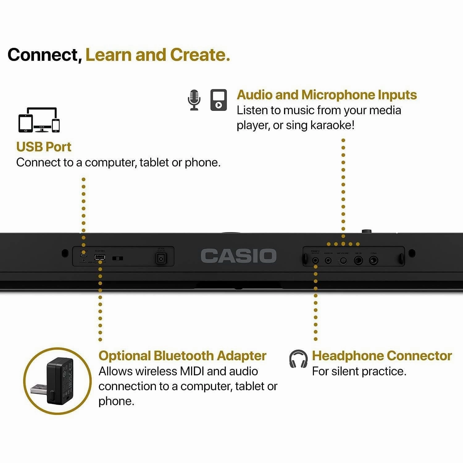 Casio LK-S450 Electronic Keyboard with Touch Sensitive, Lighted Keys,