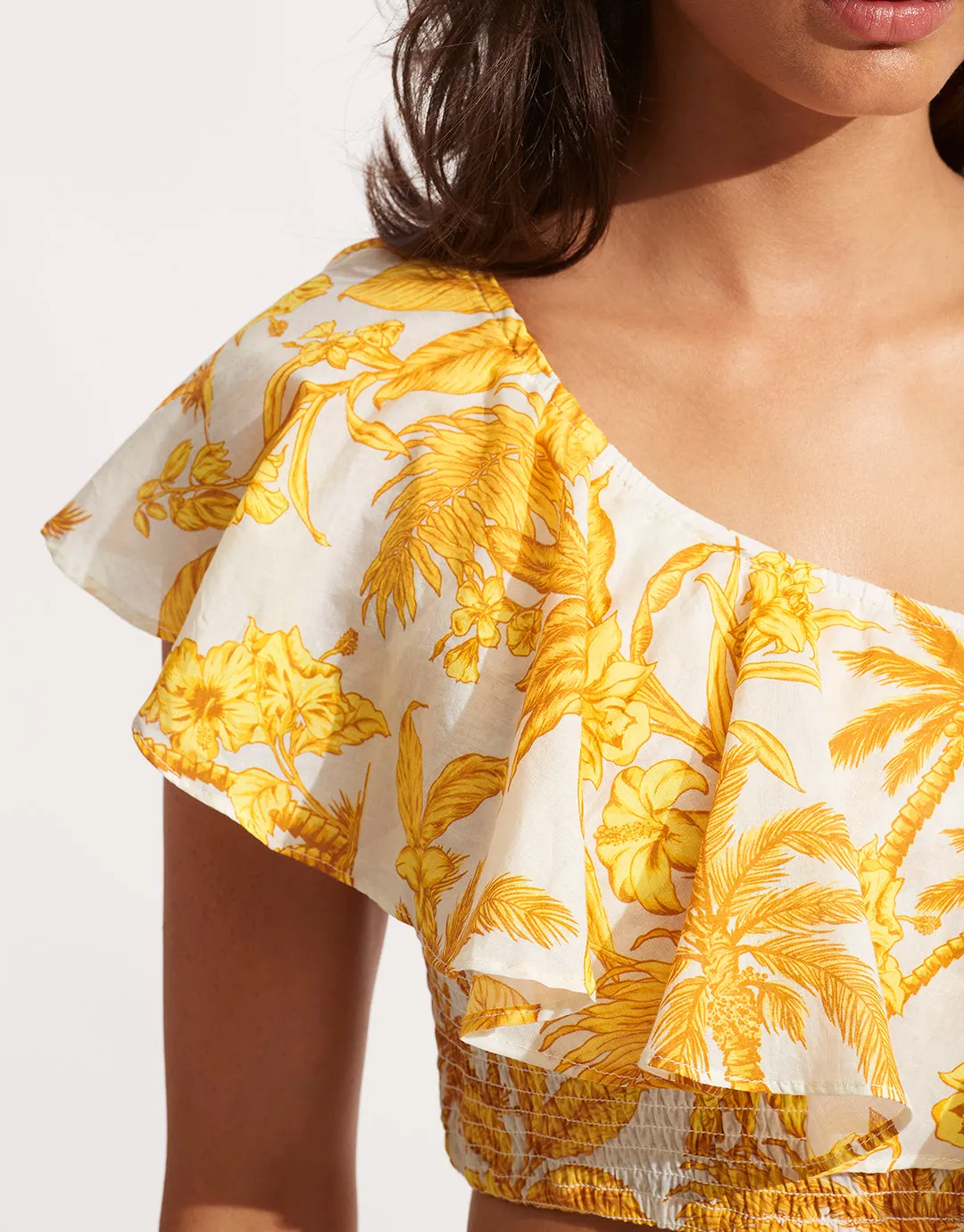 Castaway Shirring Top - Tuscan Sunset