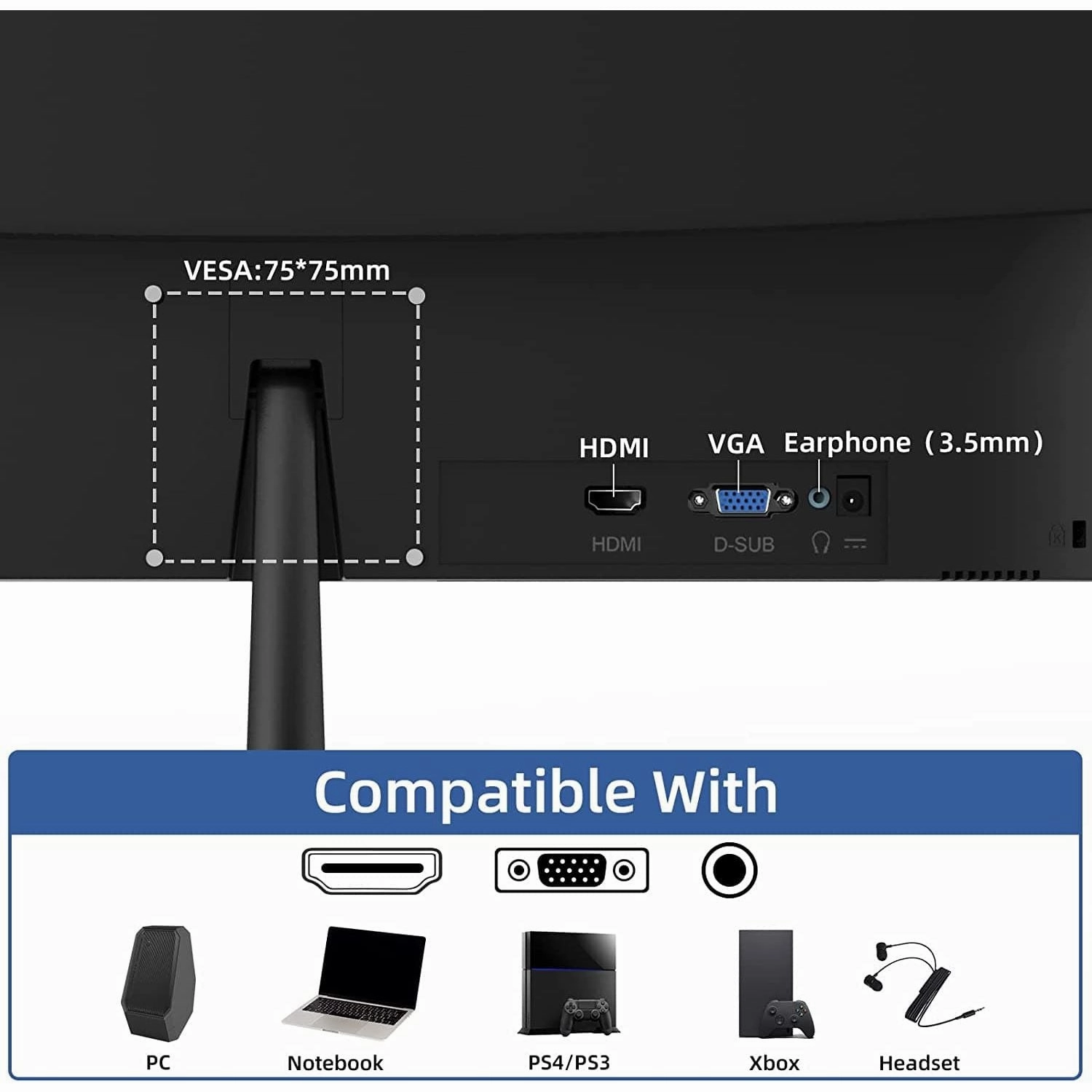 CHiQ 22P610FS 21.5 Inch Full HD (1920x1080) Monitor - HDMI/VGA/Audio Output