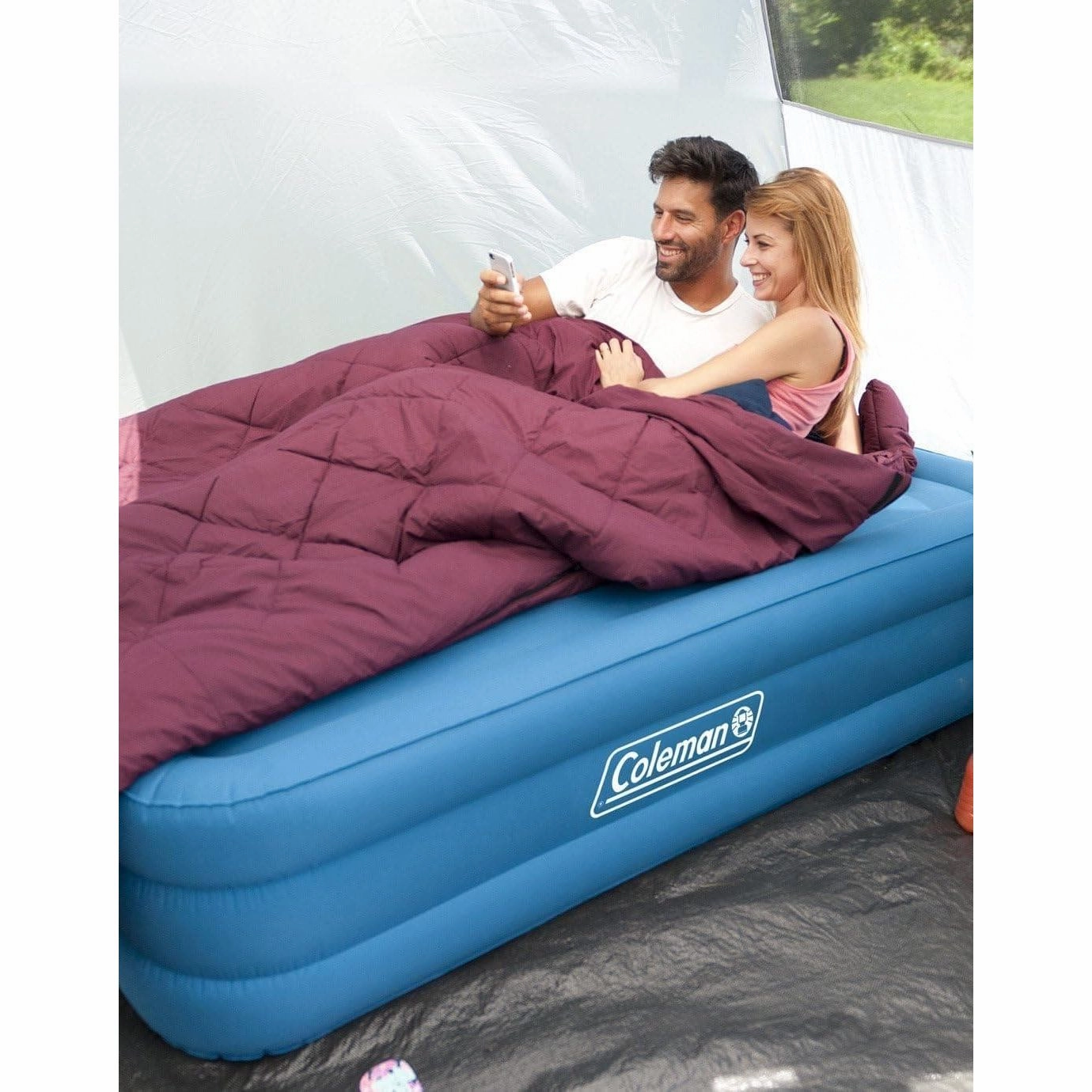 Coleman Extra Durable Airbed - Single/Double/Raised, Flocked, Heavy Duty Inflatable Air Mattress for Camping, Indoor & Outdoor Use