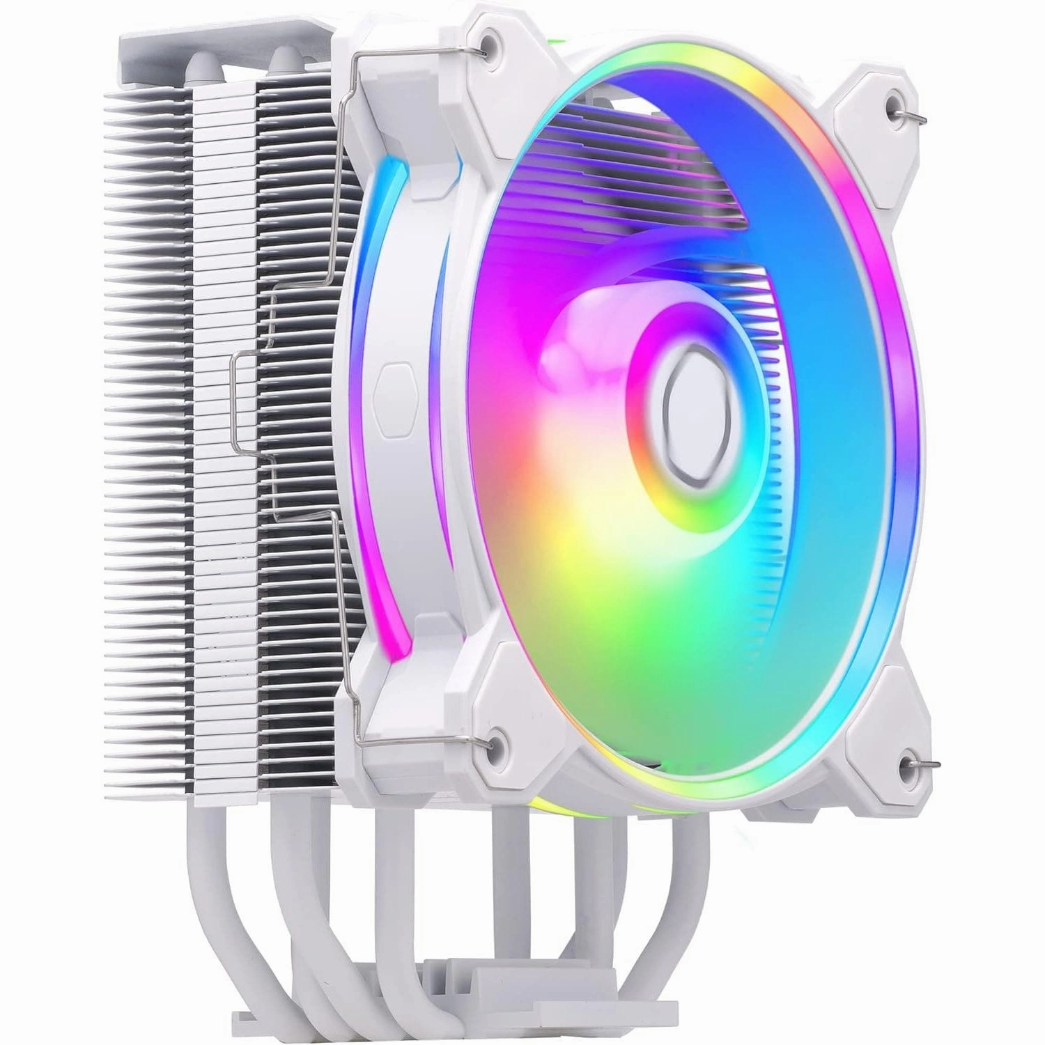 Cooler Master Hyper 212 Halo CPU Air Cooler - Pure White Aluminium Finish, 4 Continuous Direct Contact Heat Pipes with Fins, MF120 Halo2 ARGB Fan, ARGB Auto Detect, LGA1700 & AM5 Brackets - White