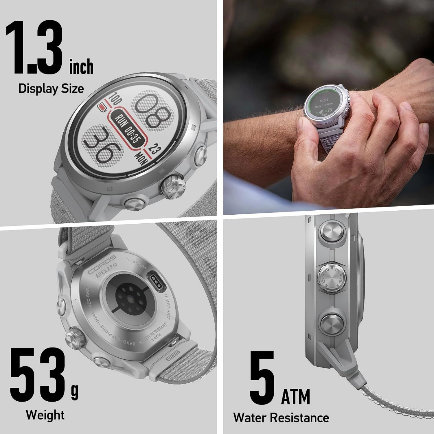 COROS APEX 2 Pro GPS Outdoor Watch  1.3" Sapphire Screen, 24 Days/66 Hours Battery Life, Dual-Freq & 5 Satellite Systems, Offline Maps, Heart Rate Monitor, Music, Triathlon, Multisport, Training Plan  Black