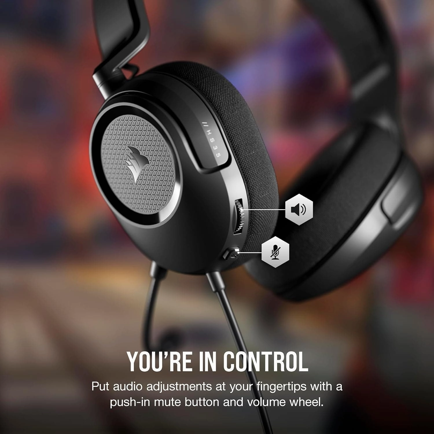 Corsair HS35 v2 Multiplatform Wired Gaming Headset  Flexible Omni-Directional Microphone  Universal 3.5mm Connection  PC, Mac, PS5, PS4, Xbox, Nintendo Switch, Mobile  Carbon