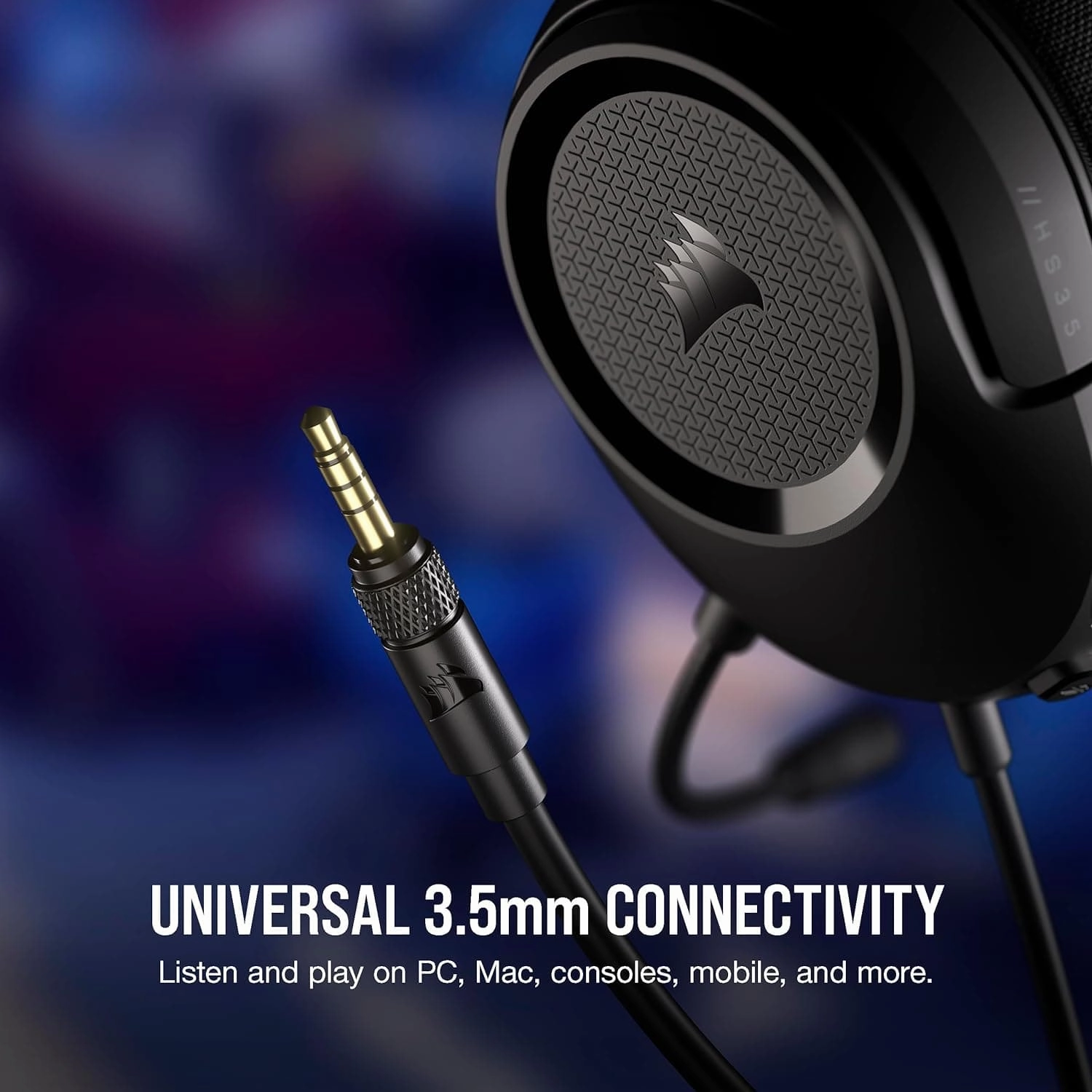 Corsair HS35 v2 Multiplatform Wired Gaming Headset  Flexible Omni-Directional Microphone  Universal 3.5mm Connection  PC, Mac, PS5, PS4, Xbox, Nintendo Switch, Mobile  Carbon