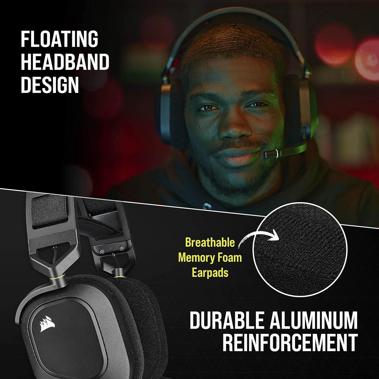 CORSAIR HS80 RGB Wireless Gaming Headset - Black