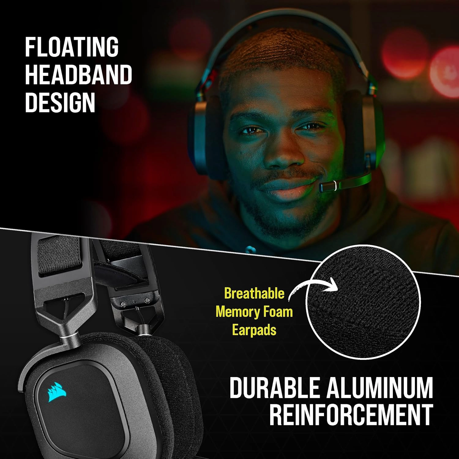 CORSAIR HS80 RGB Wireless Gaming Headset - Black