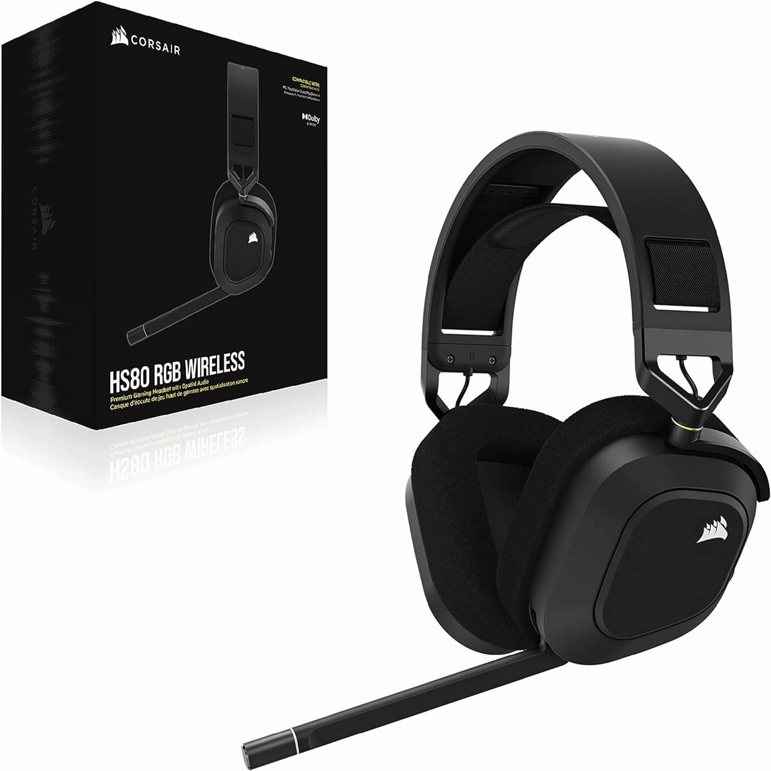 CORSAIR HS80 RGB Wireless Gaming Headset - Black