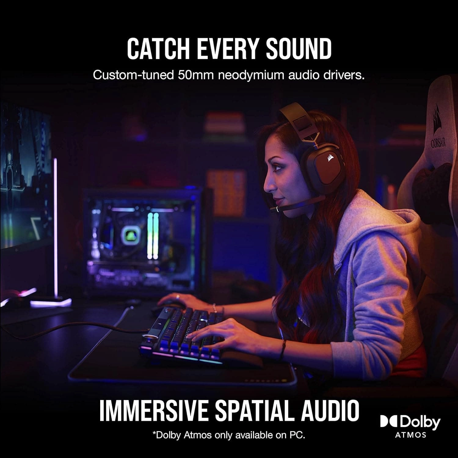 CORSAIR HS80 RGB Wireless Gaming Headset - Black